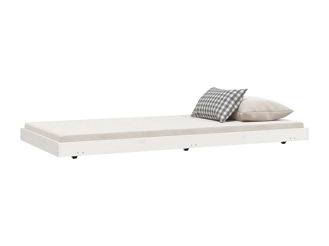 Lit simple | Lit adulte, enfant | Cadre de lit blanc 75x190 cm bois de pin massif