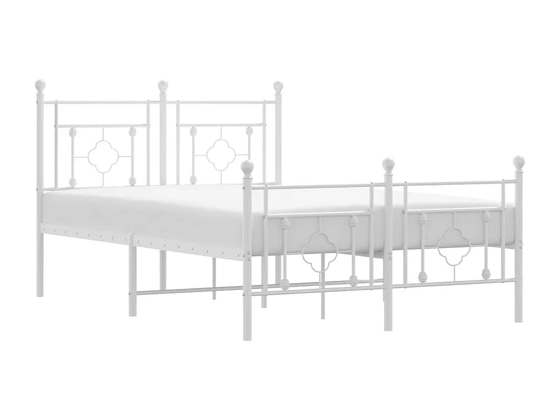 Lit simple | Lit adulte, enfant | Cadre de lit métal et pied de lit blanc 120x190 cm