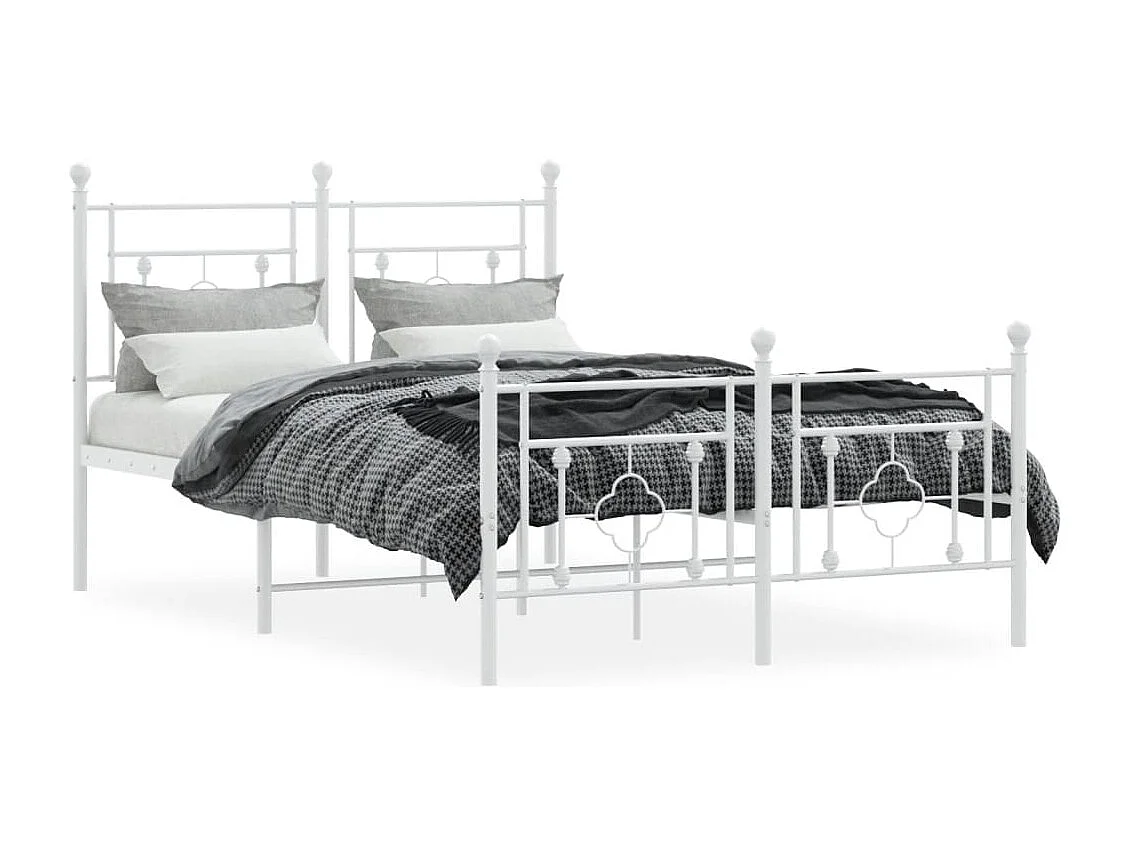 Lit simple | Lit adulte, enfant | Cadre de lit métal et pied de lit blanc 120x190 cm