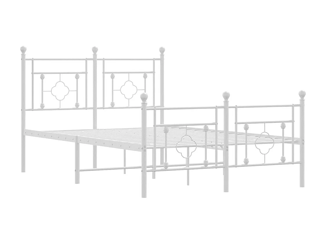 Lit simple | Lit adulte, enfant | Cadre de lit métal et pied de lit blanc 120x190 cm