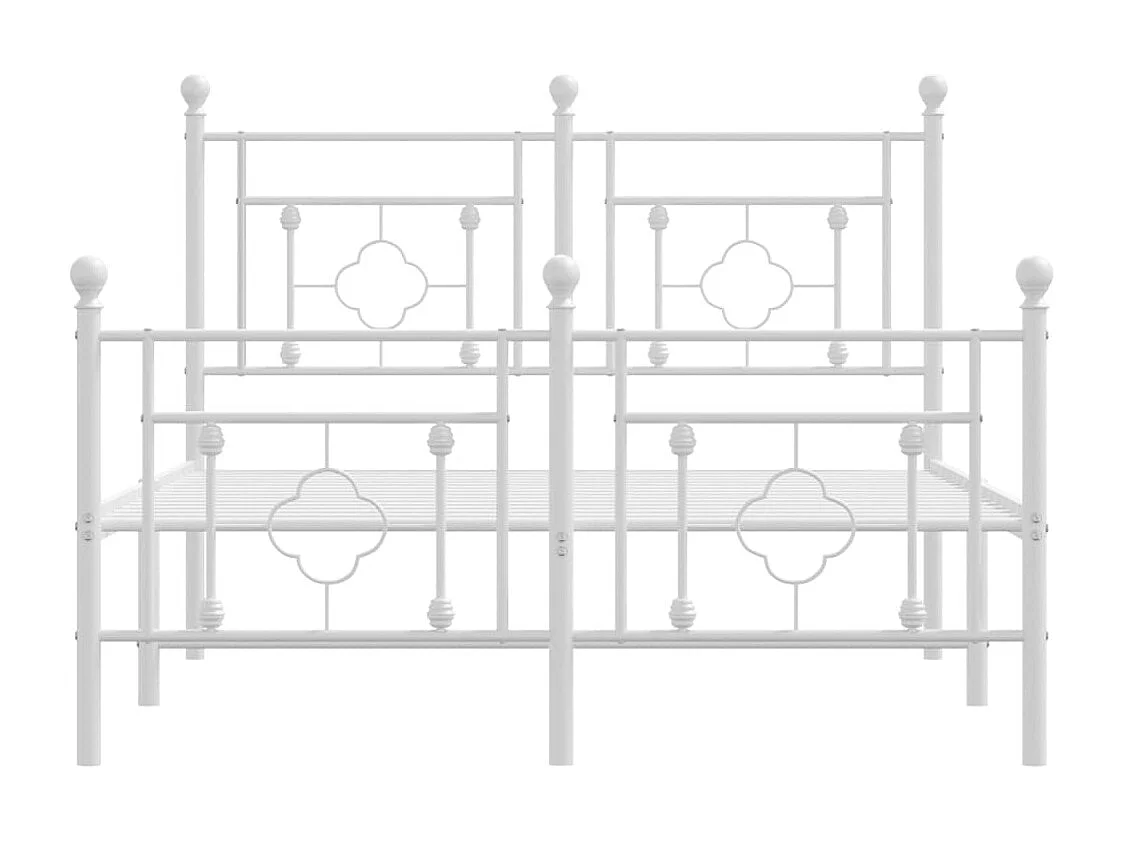 Lit simple | Lit adulte, enfant | Cadre de lit métal et pied de lit blanc 120x190 cm