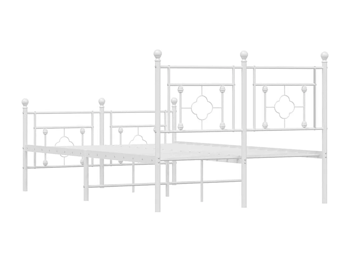 Lit simple | Lit adulte, enfant | Cadre de lit métal et pied de lit blanc 120x190 cm