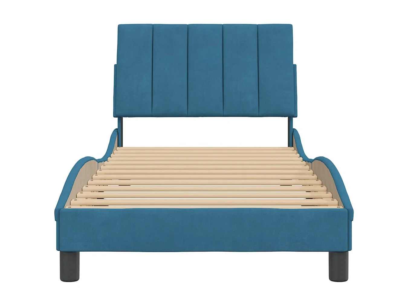 Lit simple | Lit adulte, enfant | Cadre de lit bleu 90x190 cm velours