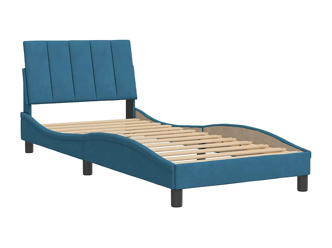 Letto per adulti | Letto singolo | Giroletto senza Materasso Hanko Blu 90x190 cm in Velluto