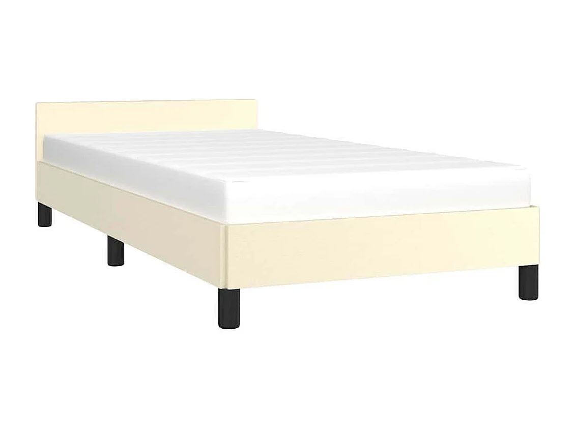 Lit simple | Lit adulte, enfant | Cadre de lit avec tête de lit crème 90x190 cm