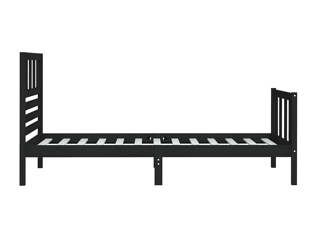 Lit simple | Lit adulte, enfant | Cadre de lit noir bois massif 75x190 cm