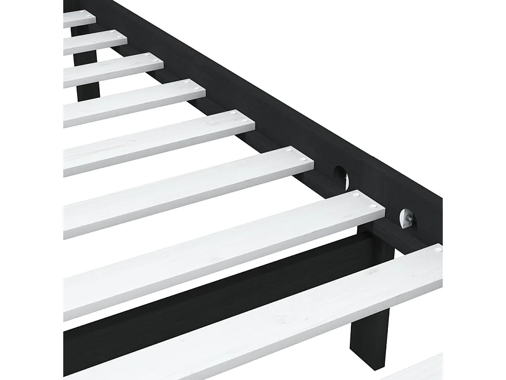 Lit simple | Lit adulte, enfant | Cadre de lit noir bois massif 75x190 cm