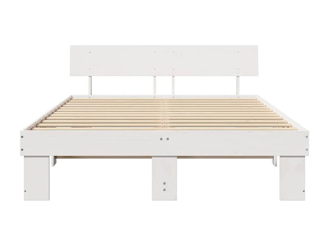 Lit double | Lit adulte | Cadre de lit Blanc 160x200 cm Bois massif en pin