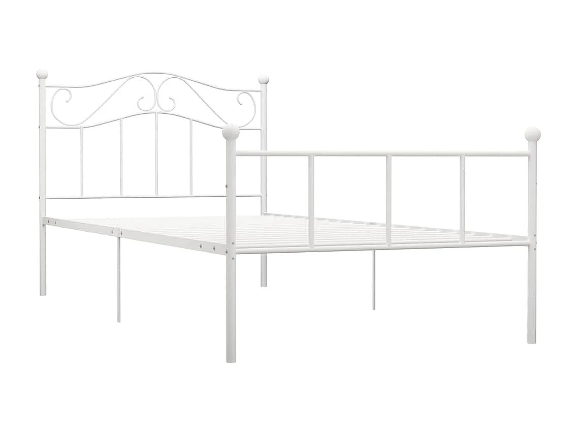 Lit simple | Lit adulte, enfant | Cadre de lit blanc métal 100x200 cm