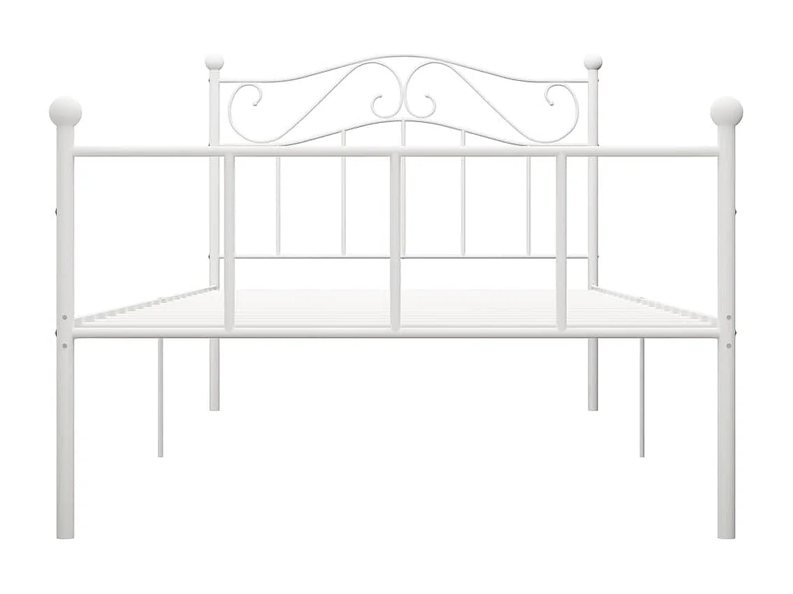 Lit simple | Lit adulte, enfant | Cadre de lit blanc métal 100x200 cm