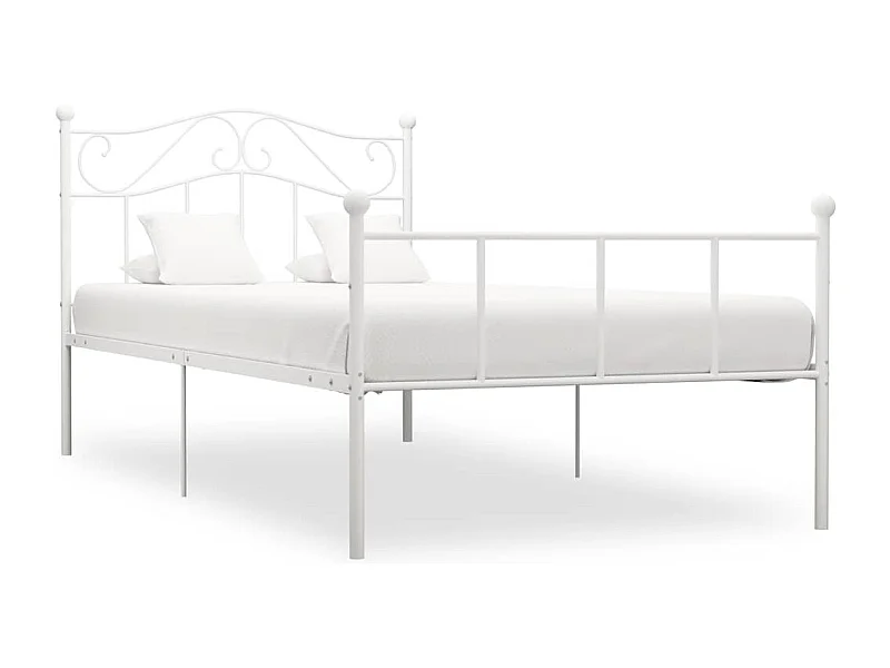 Lit simple | Lit adulte, enfant | Cadre de lit blanc métal 100x200 cm