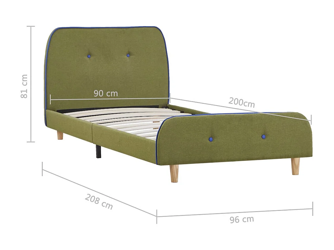 Lit simple | Lit adulte, enfant | Cadre de lit vert tissu 90x200 cm