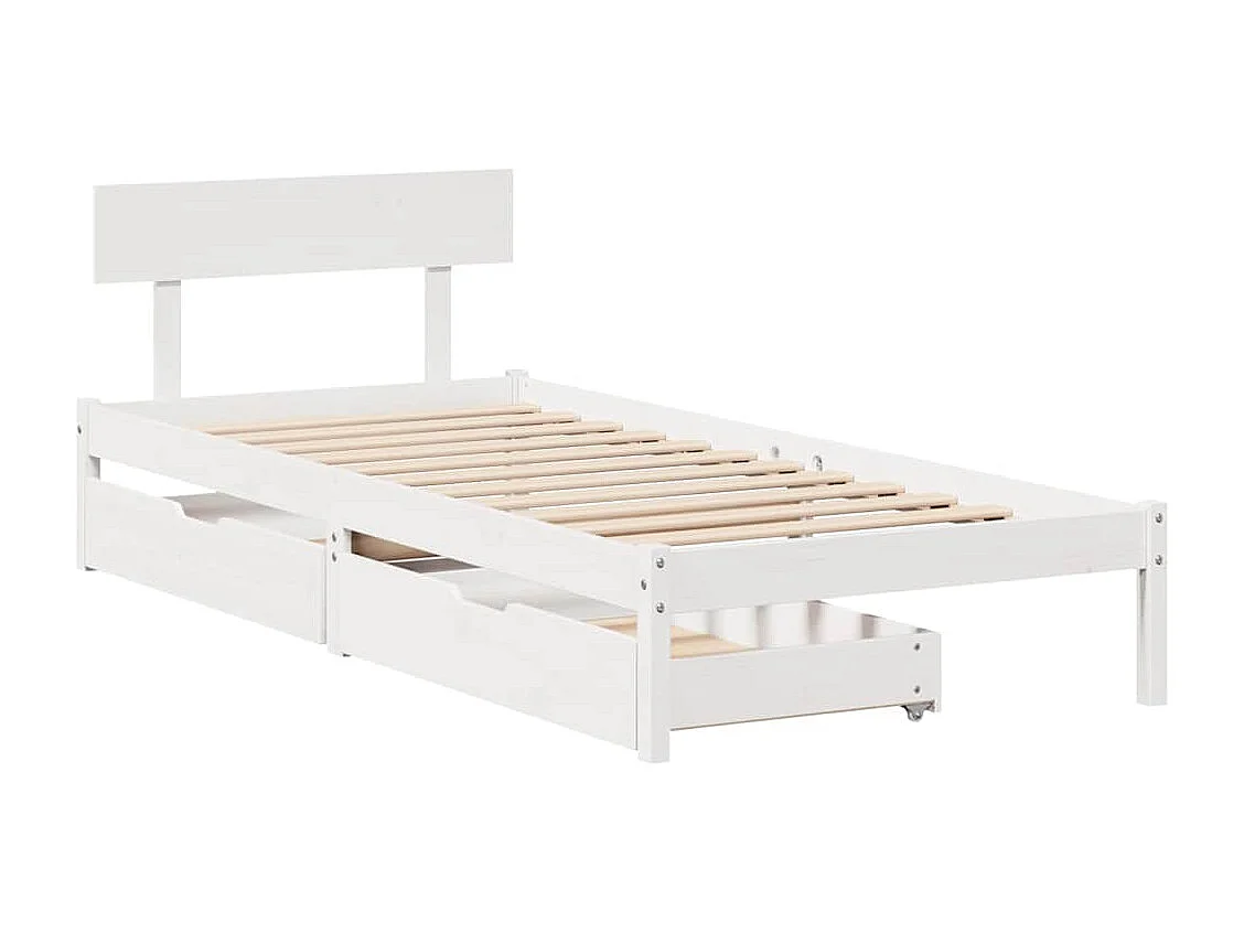 Lit simple | Lit adulte, enfant | Cadre de lit blanc 75x190 cm bois de pin massif