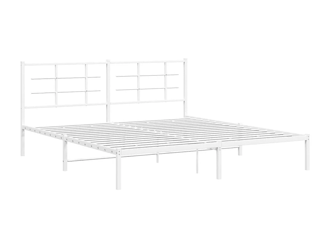 Lit double | Lit adulte | Cadre de lit métal et tête de lit blanc 180x200 cm