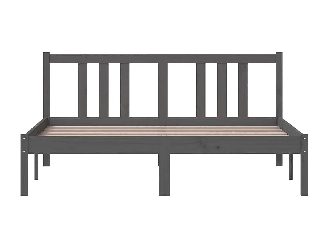 Lit double | Lit adulte | Cadre de lit gris bois massif 140x200 cm