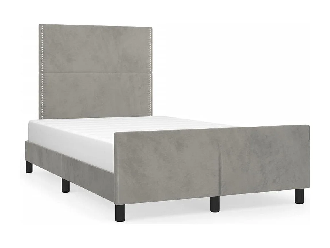 Lit simple | Lit adulte, enfant | Cadre de lit gris clair 120x190 cm velours