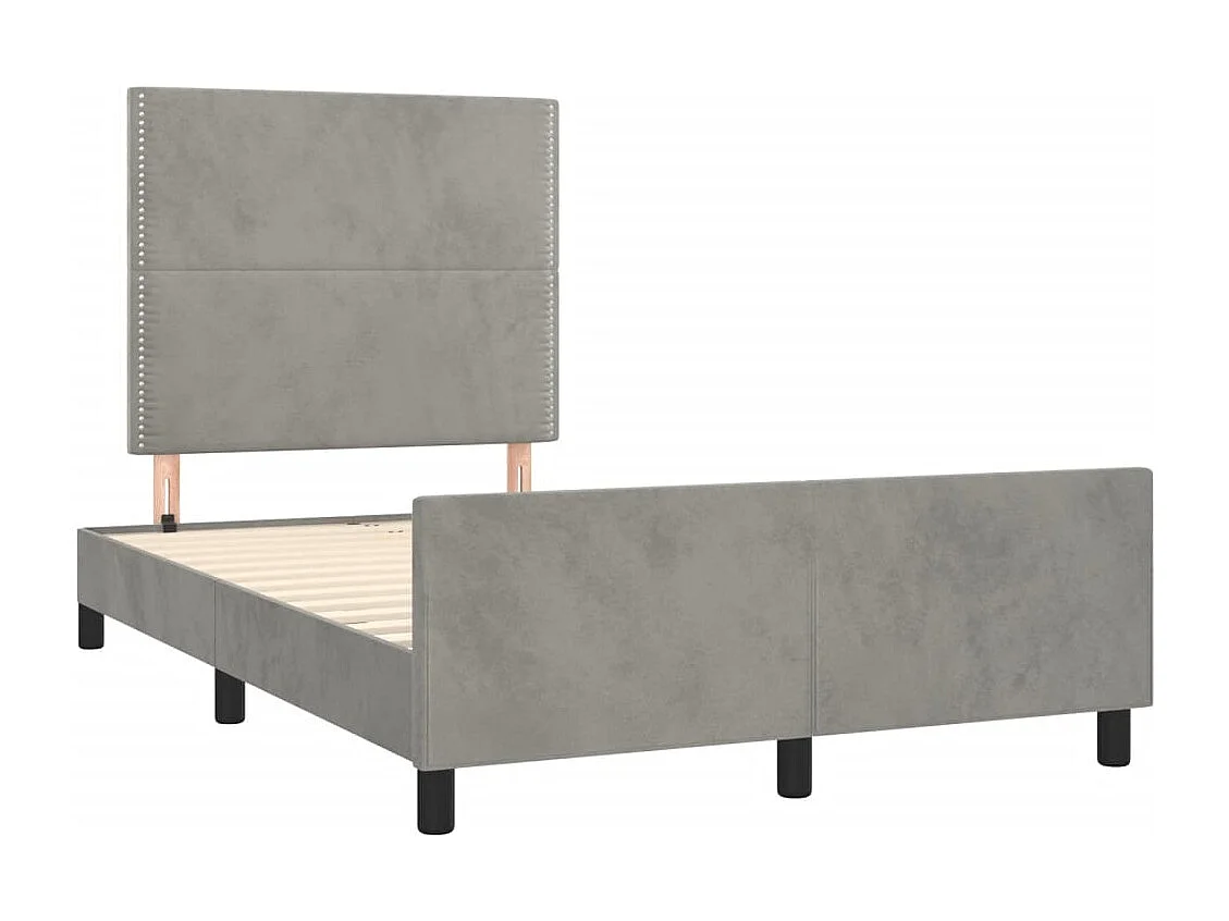 Lit simple | Lit adulte, enfant | Cadre de lit gris clair 120x190 cm velours
