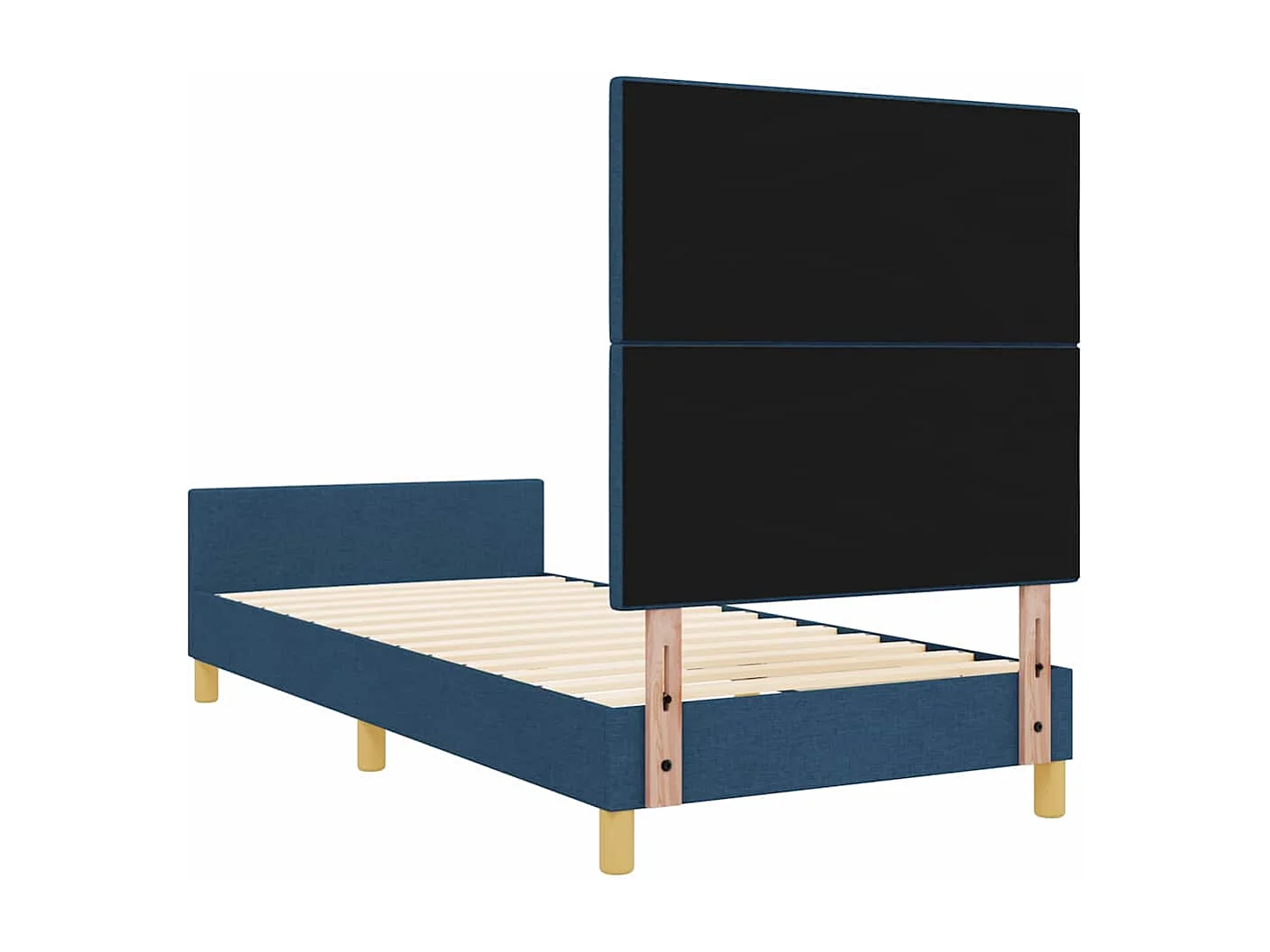Lit simple | Lit adulte, enfant | Cadre de lit avec tête de lit Bleu 90x200 cm tissu