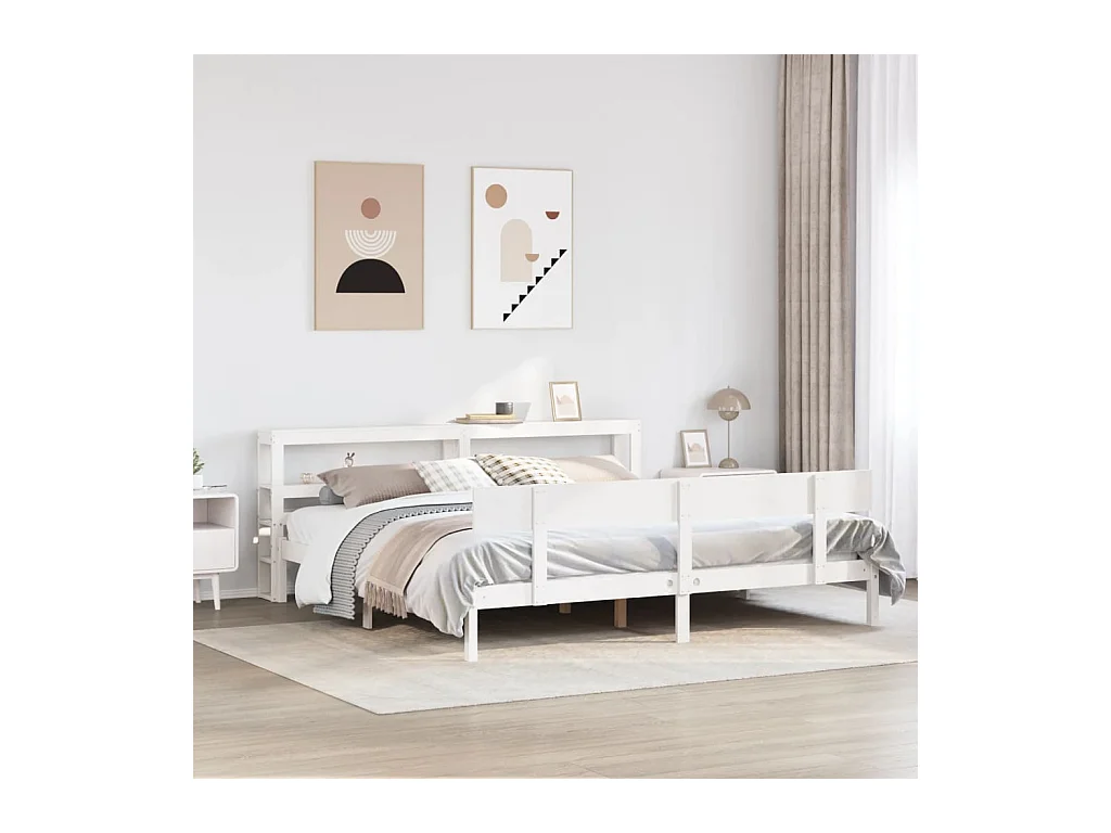 Letto per adulti | Letto matrimoniale | Giroletto senza Materasso Bianco 200x200 cm Legno Massello Pino