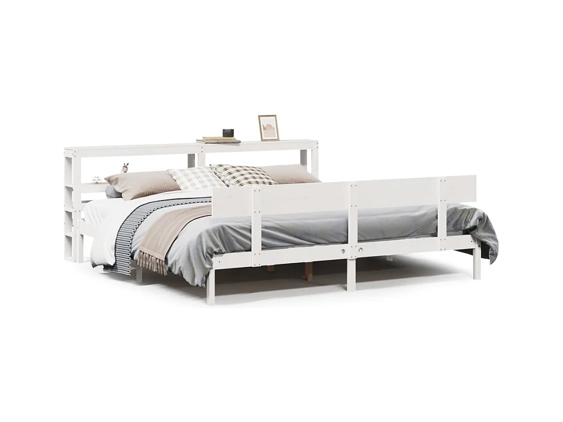 Letto per adulti | Letto matrimoniale | Giroletto senza Materasso Bianco 200x200 cm Legno Massello Pino