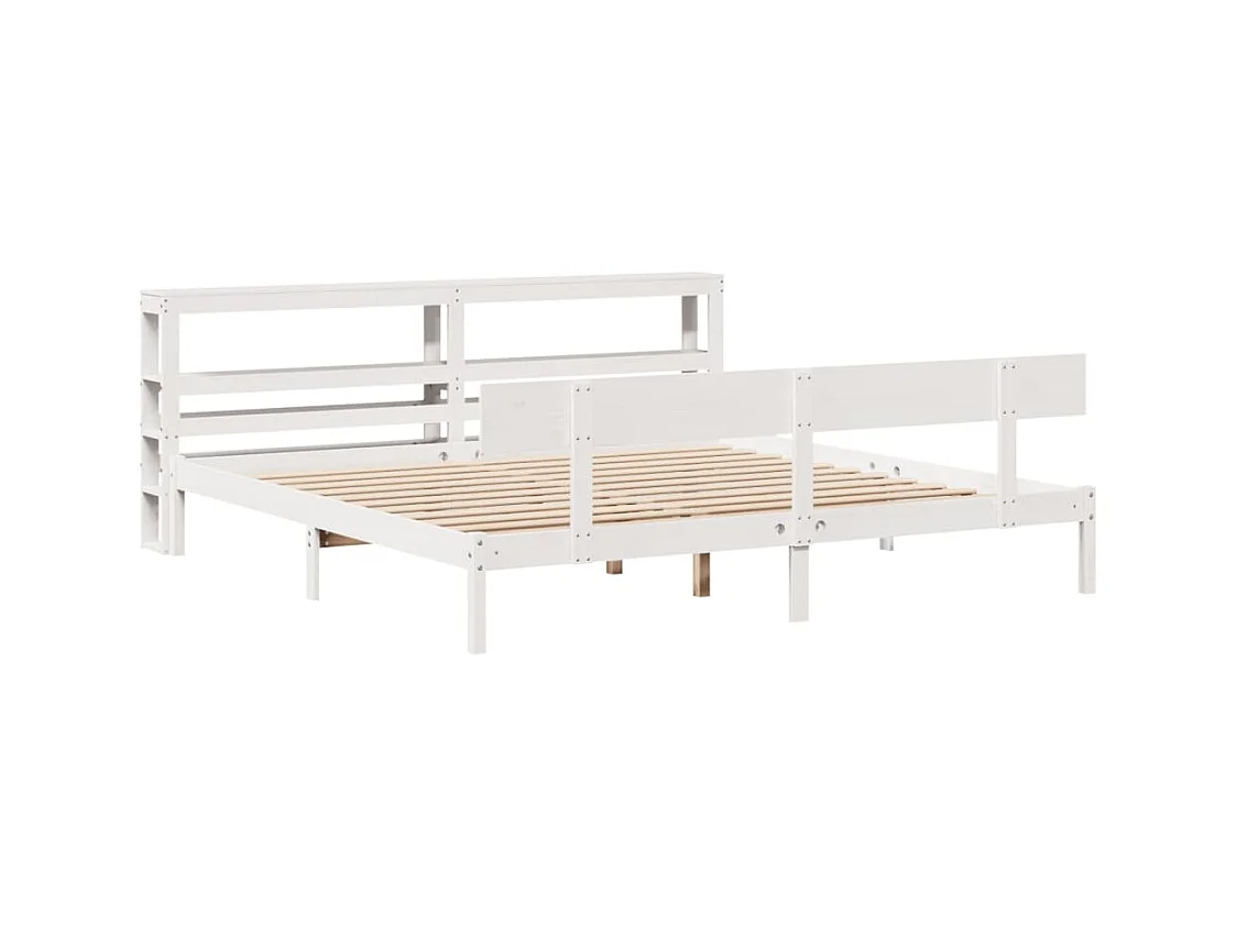 Letto per adulti | Letto matrimoniale | Giroletto senza Materasso Bianco 200x200 cm Legno Massello Pino