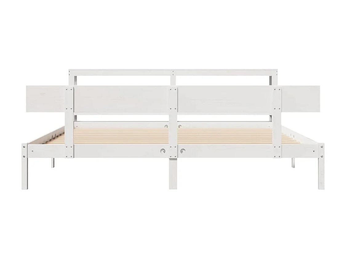 Lit double | Lit adulte | Cadre de lit blanc 200x200 cm bois massif de pin