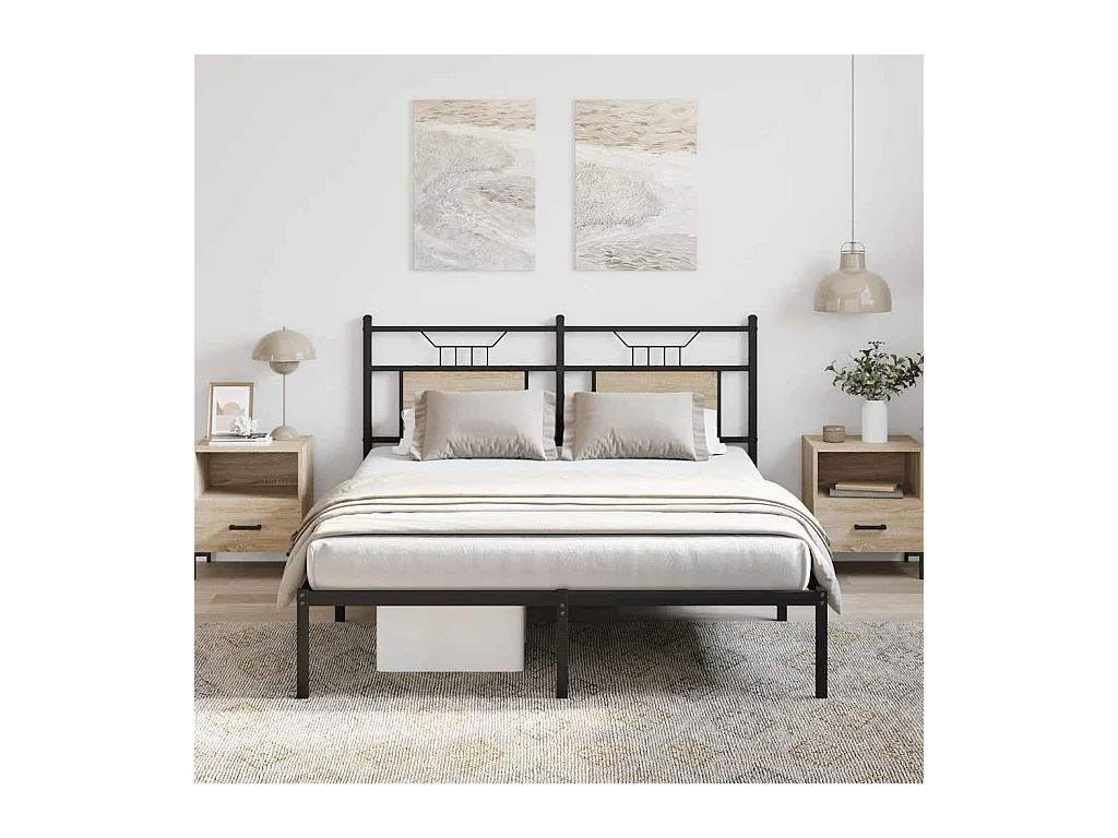 Letto per adulti | Letto matrimoniale | Giroletto senza Materasso Rovere Sonoma 150x200cm in Truciolato