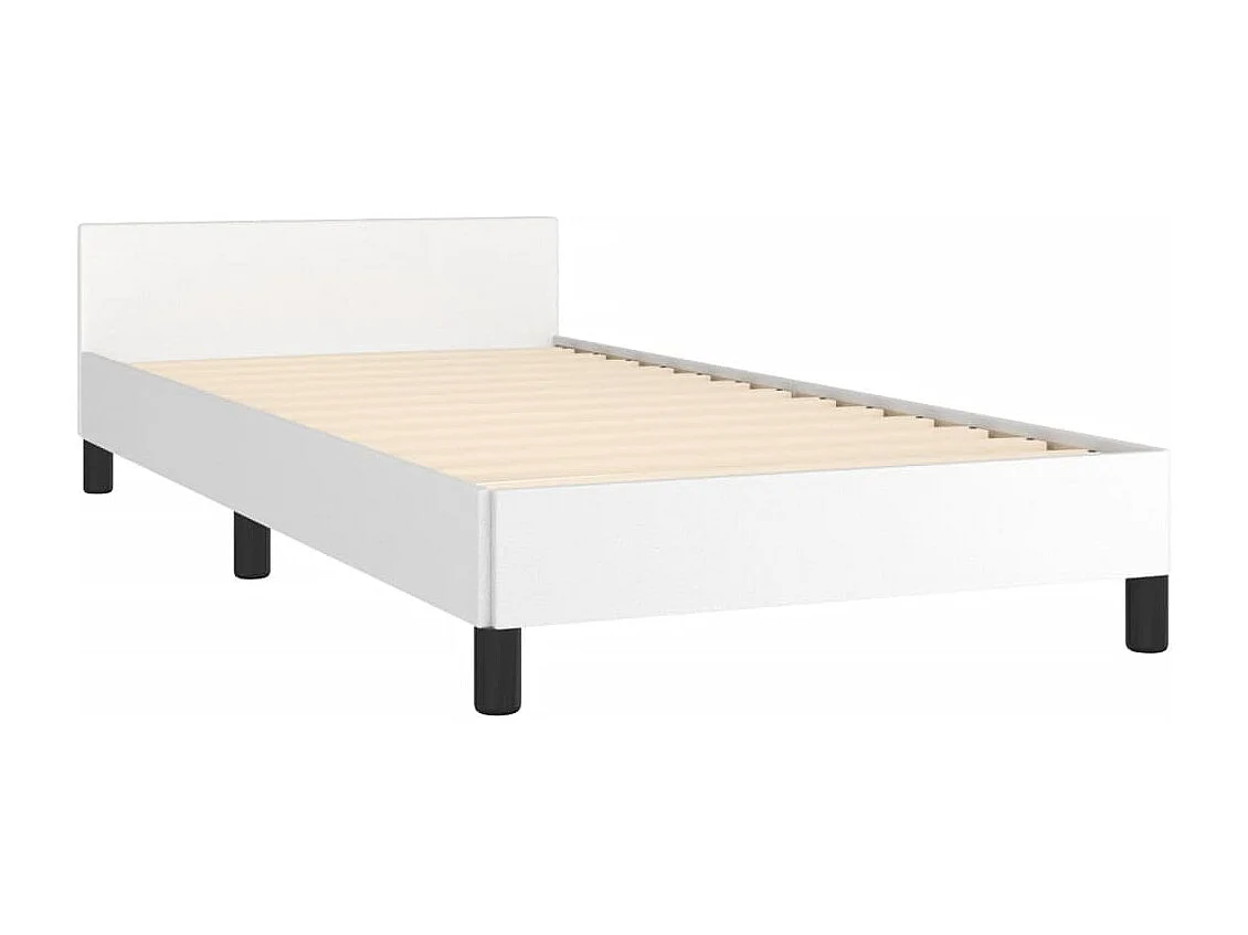 Lit simple | Lit adulte, enfant | Cadre de lit blanc 90x190 cm similicuir