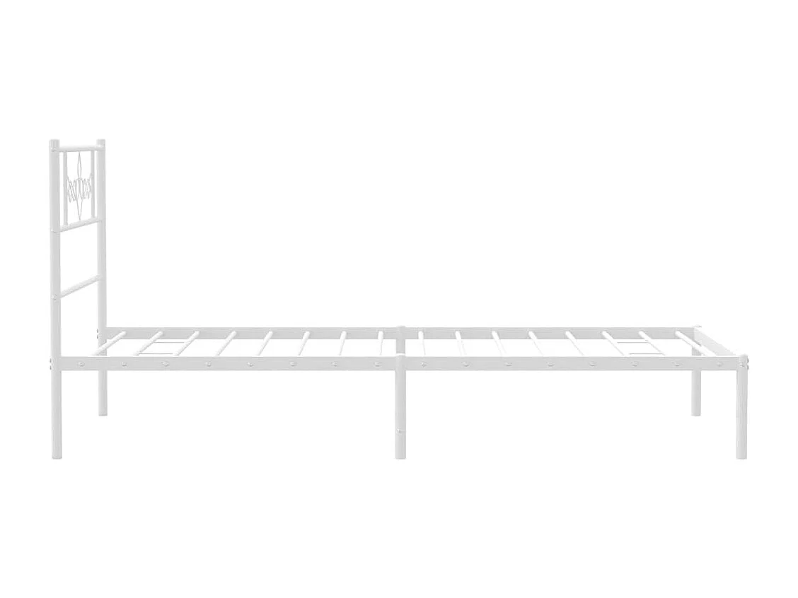 Lit simple | Lit adulte, enfant | Cadre de lit métal avec tête de lit blanc 80x200cm