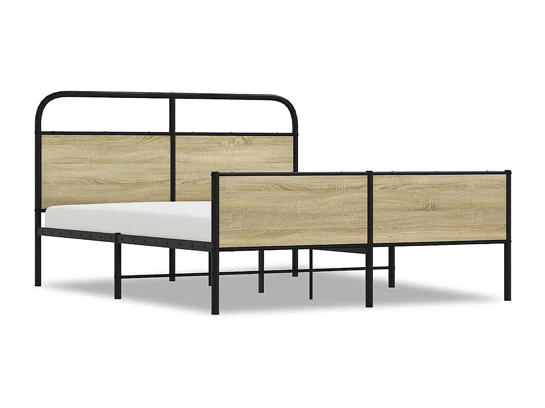 Letto per adulti | Letto matrimoniale | Giroletto senza Materaso in Metallo Rovere Sonoma 160x200 cm