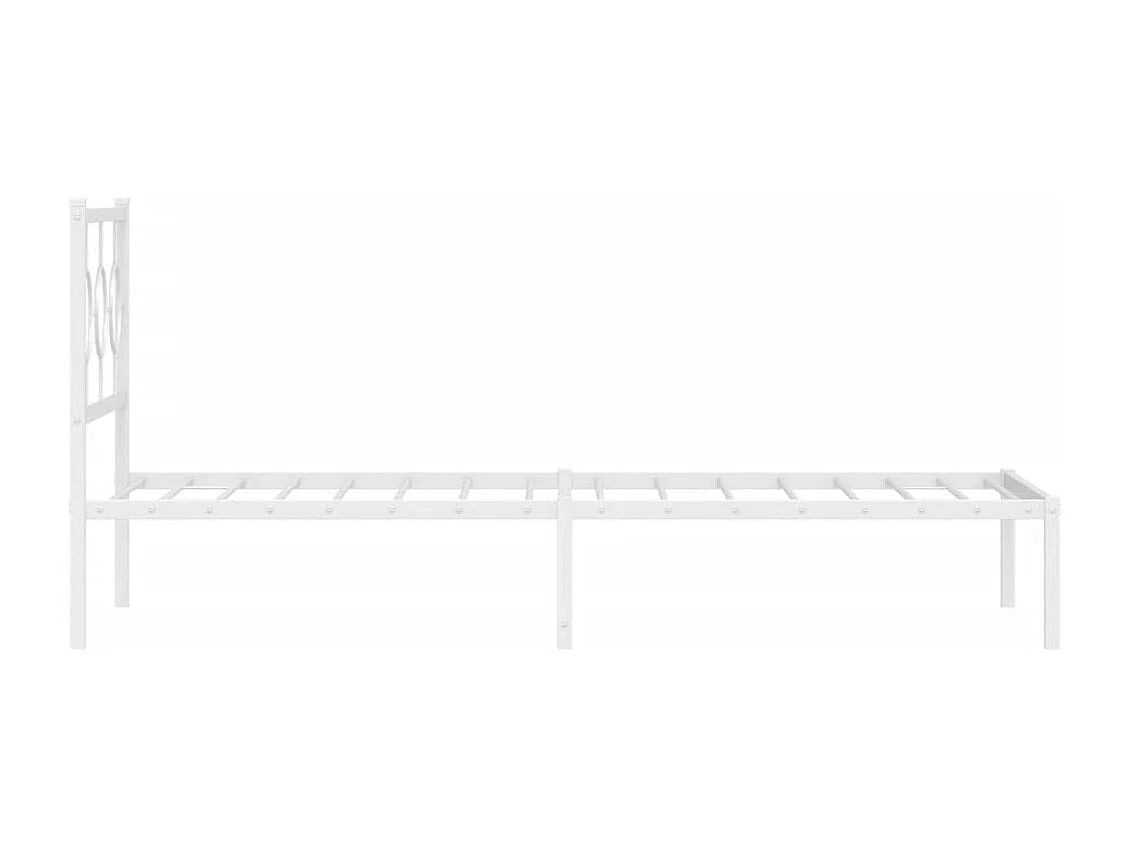 Lit simple | Lit adulte, enfant | Cadre de lit métal avec tête de lit blanc 90x200cm