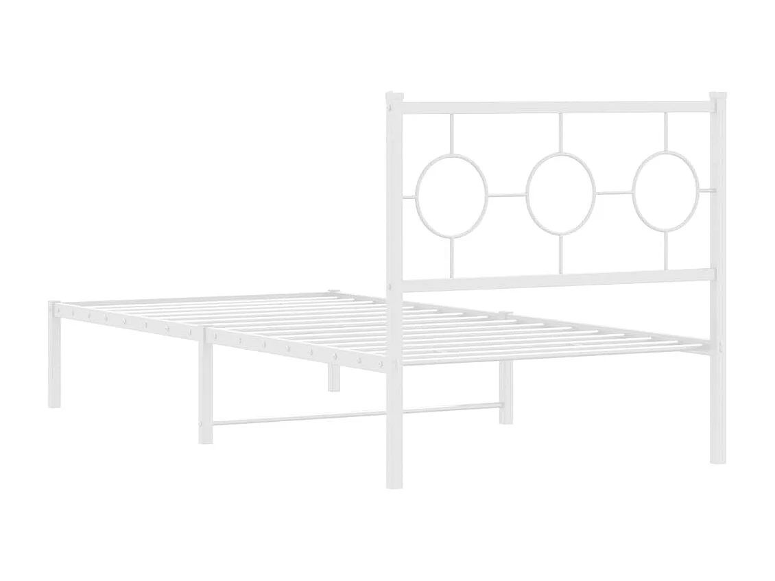 Lit simple | Lit adulte, enfant | Cadre de lit métal avec tête de lit blanc 90x200cm