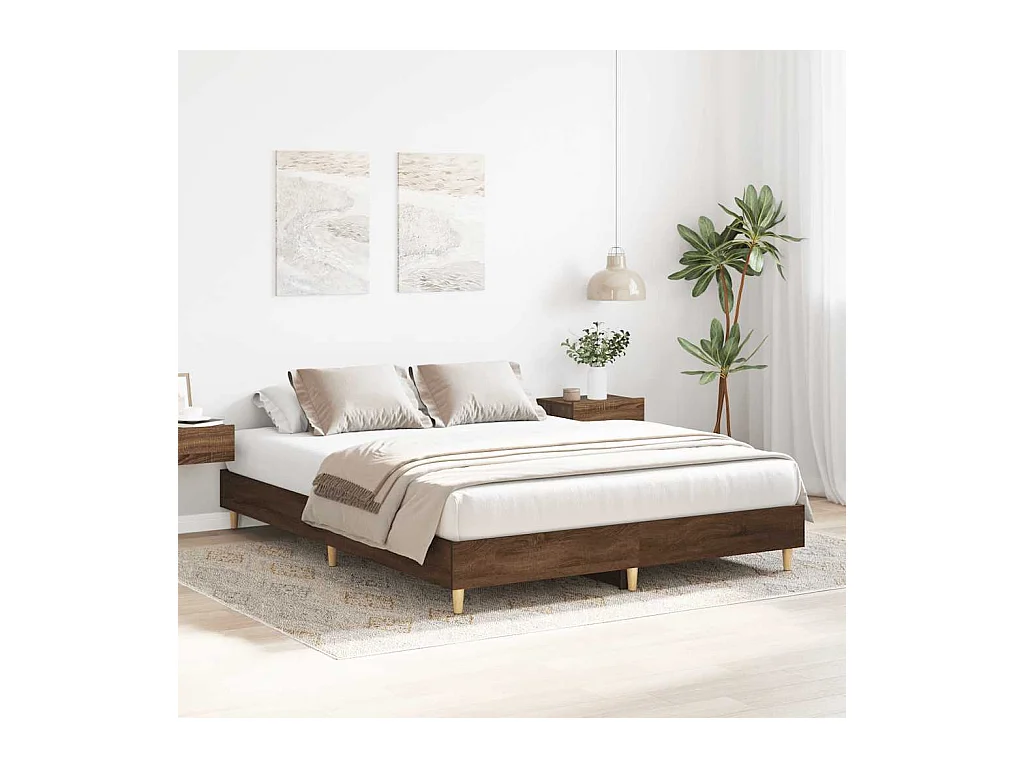 Letto per adulti | Letto matrimoniale | Giroletto senza Materasso Rovere Marrone 140x200 cm Truciolato