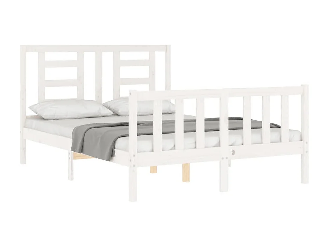 Lit double | Lit adulte | Cadre de lit blanc 140x200 cm bois de pin massif