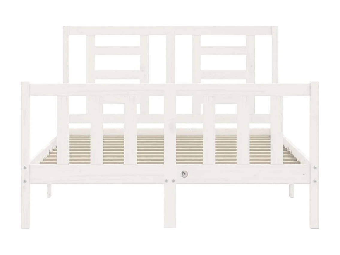 Lit double | Lit adulte | Cadre de lit blanc 140x200 cm bois de pin massif