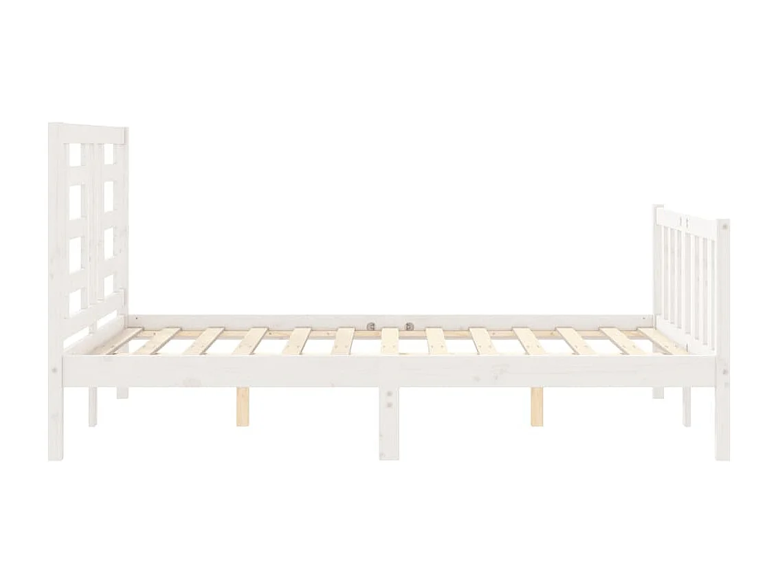 Lit double | Lit adulte | Cadre de lit blanc 140x200 cm bois de pin massif