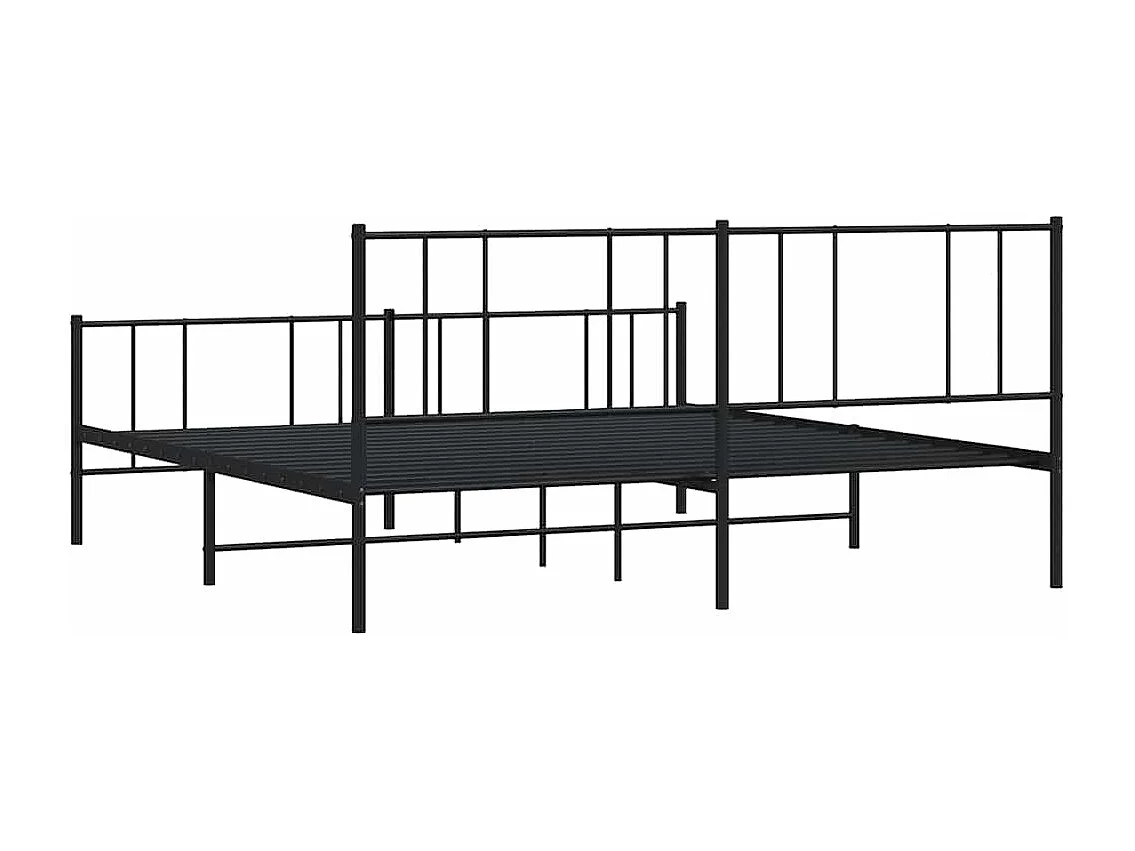 Bedframe | Tweepersoonsbed met hoofd- en voeteneinde metaal zwart 183x213 cm