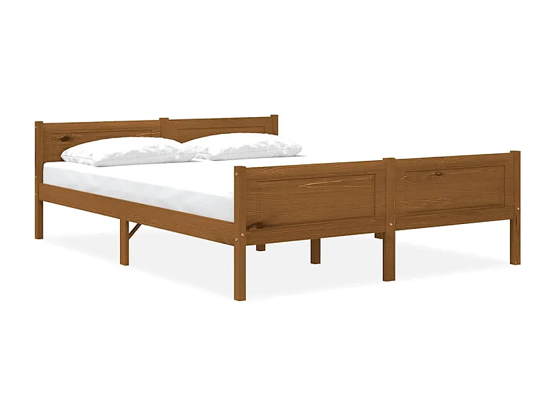 Lit double | Lit adulte | Cadre de lit pin massif marron miel 140x200 cm