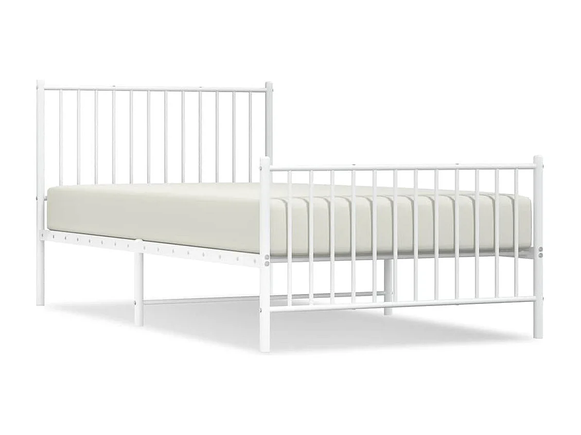 Lit simple | Lit adulte, enfant | Cadre de lit métal et pied de lit blanc 100x200 cm