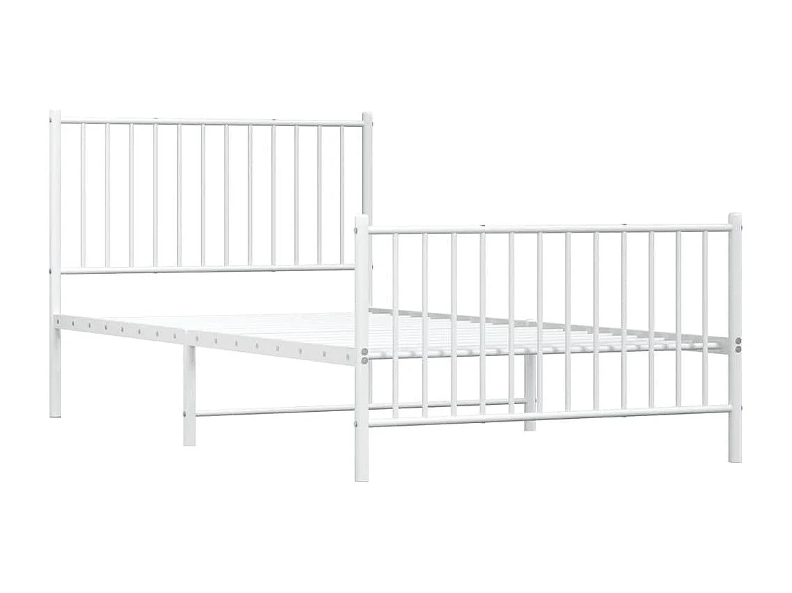 Lit simple | Lit adulte, enfant | Cadre de lit métal et pied de lit blanc 100x200 cm