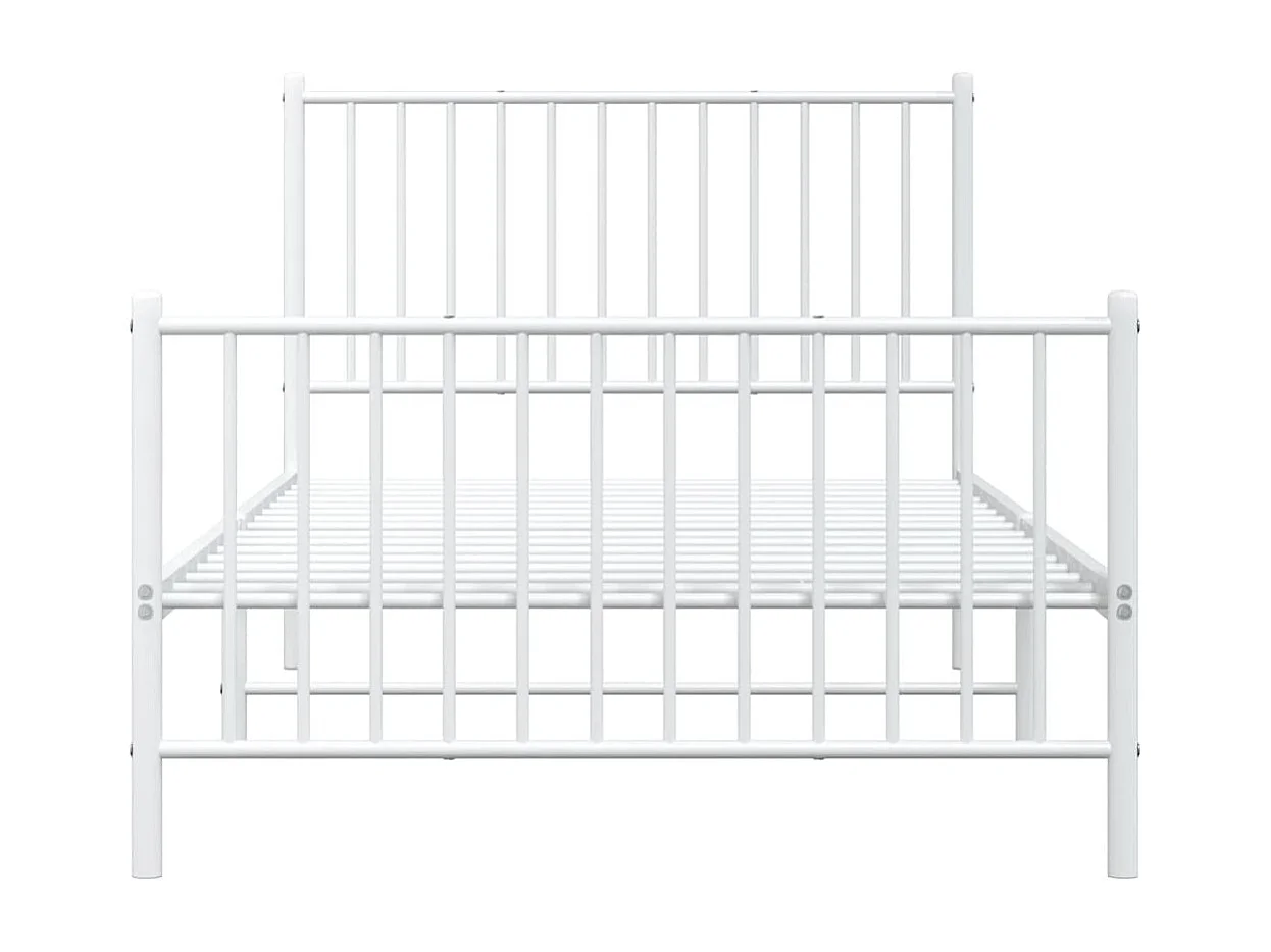 Lit simple | Lit adulte, enfant | Cadre de lit métal et pied de lit blanc 100x200 cm