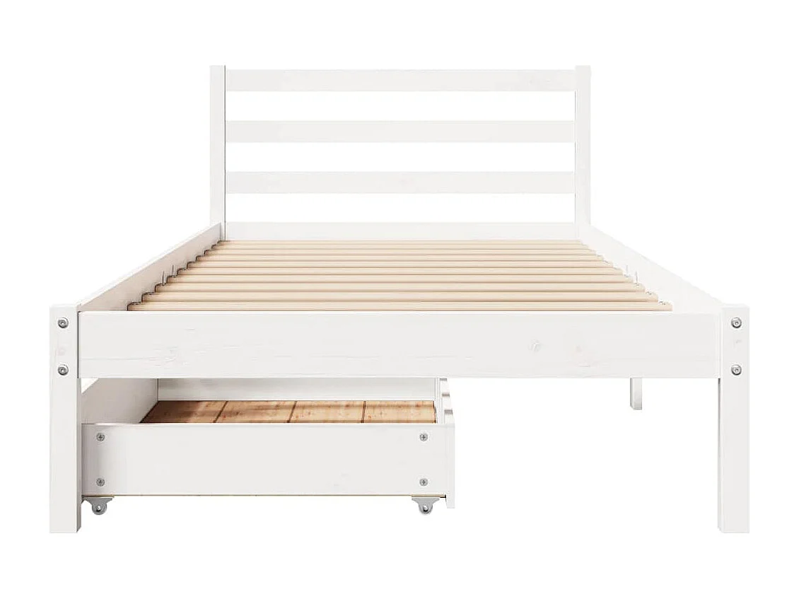 Lit simple | Lit adulte, enfant | Cadre de lit blanc 90x190 cm bois de pin massif