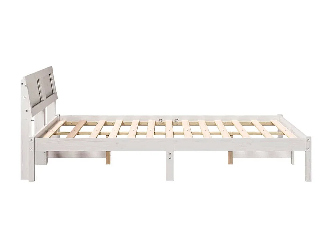 Lit double | Lit adulte | Cadre de lit Blanc 140x190 cm Bois massif en pin