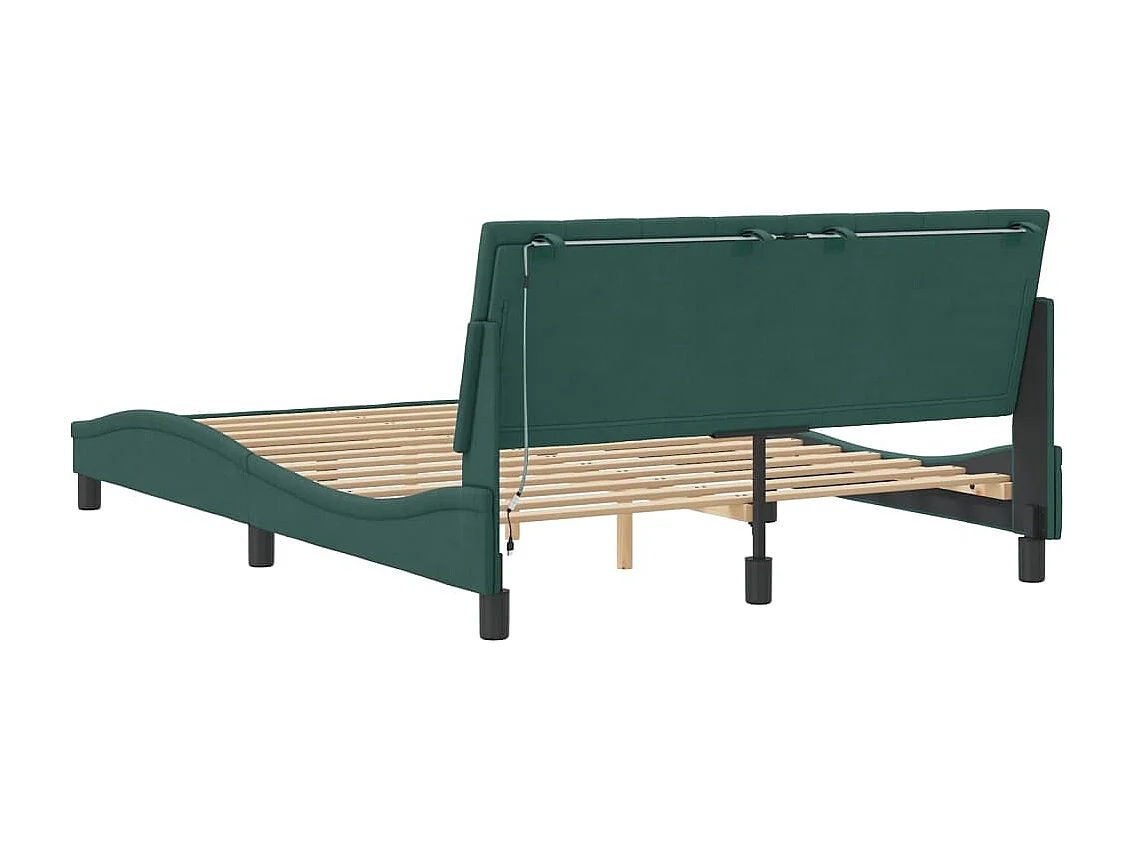 Lit double | Lit adulte | Cadre de lit avec lumières LED vert foncé 140x190 cm velours