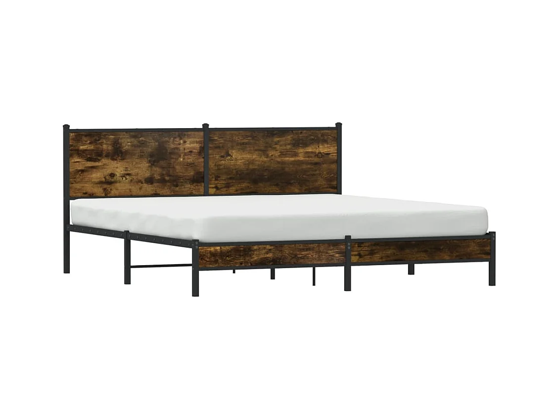 Letto per adulti | Letto matrimoniale | Giroletto senza Materaso in Metallo Rovere Fumo 180x200 cm