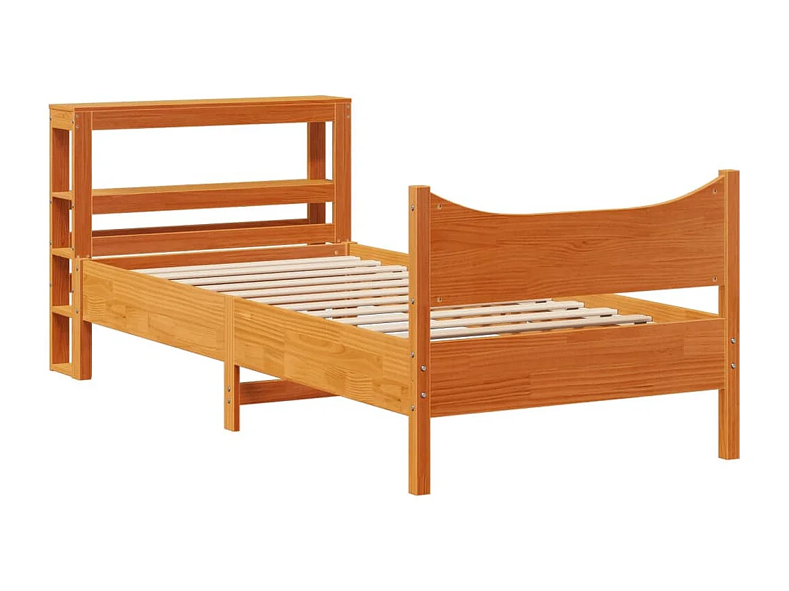 Lit simple | Lit adulte, enfant | Cadre de lit avec tête de lit cire marron 75x190 cm bois de pin
