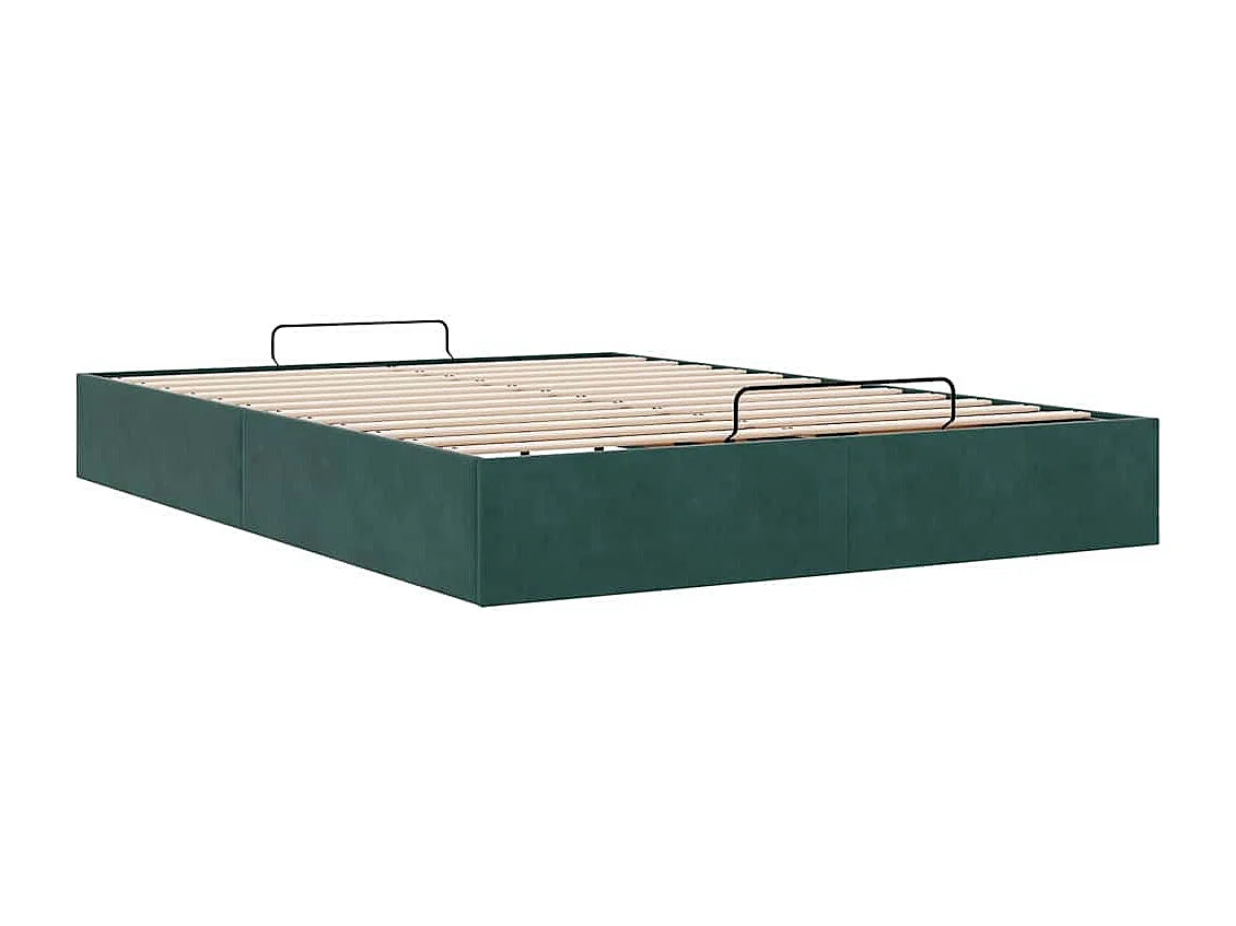 Lit double | Lit adulte | Cadre de lit ottoman vert foncé 140x200 cm velours