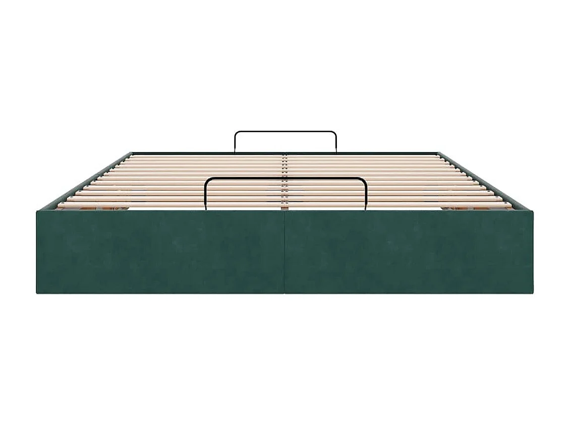Lit double | Lit adulte | Cadre de lit ottoman vert foncé 140x200 cm velours