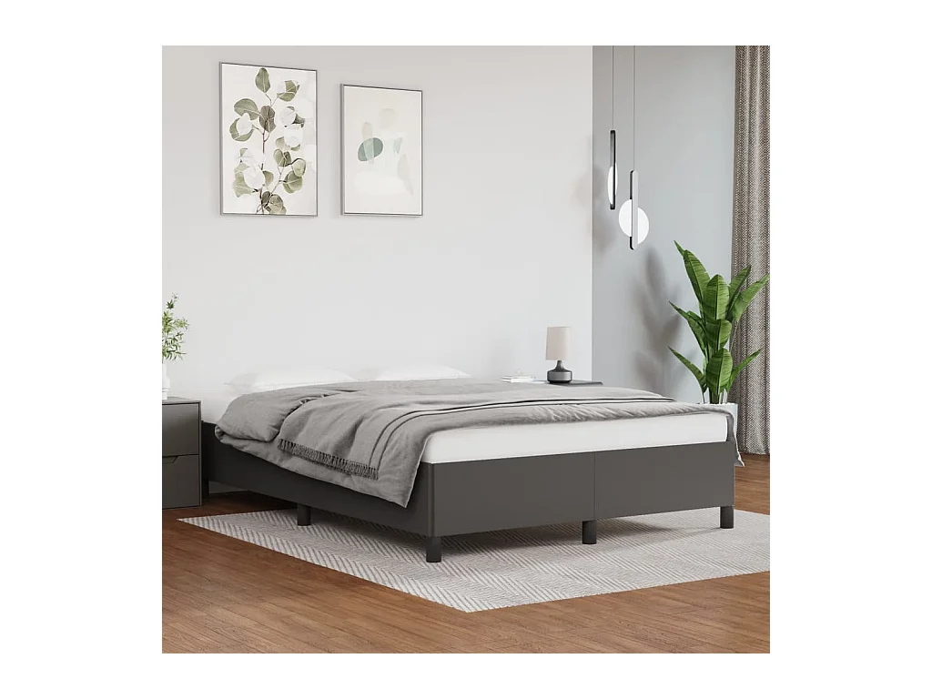 Lit double | Lit adulte | Cadre de lit gris 140x190 cm similicuir