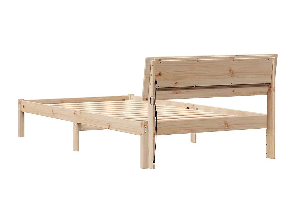 Lit simple | Lit adulte, enfant | Cadre de lit Marron 75x190 cm Bois massif en pin